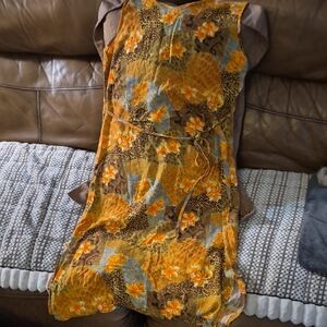 Impressions Orange and Yellow Floral Dress